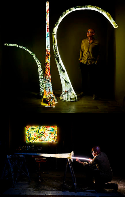 Sculture sonore e didjeridoo luminosi di Marcello Ballardini